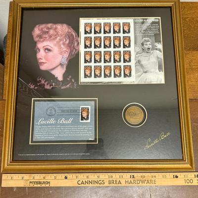 Lucille Ball Framed 18 x 18 USPS Postmark Gallery Collectors Stamps & Brass Medallion LE 22633/5000