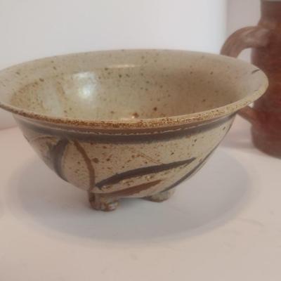 Set of Three Studio Art Pottery Pieces Signed by Artist