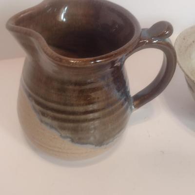 Set of Three Studio Art Pottery Pieces Signed by Artist