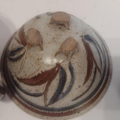 Set of Three Studio Art Pottery Pieces Signed by Artist