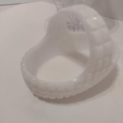 Set of Three Centerpiece Baskets Two Crystal and One Milk Glass