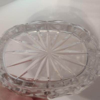 Set of Three Centerpiece Baskets Two Crystal and One Milk Glass