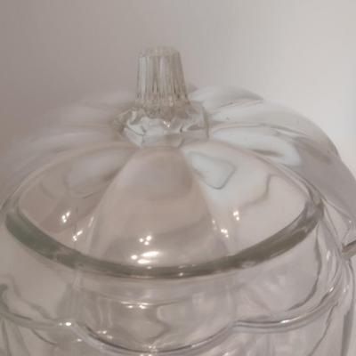 Clear Glass Lidded Pumpkin Bowl