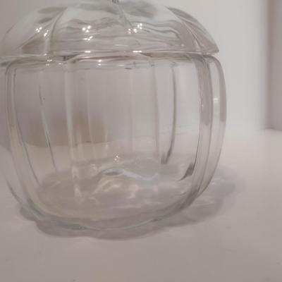 Clear Glass Lidded Pumpkin Bowl