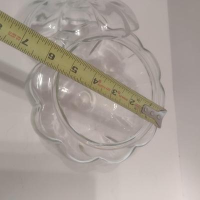 Clear Glass Lidded Pumpkin Bowl