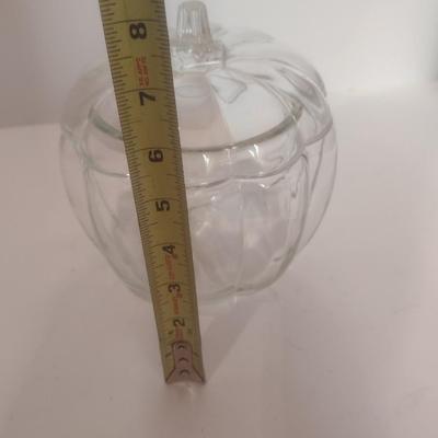 Clear Glass Lidded Pumpkin Bowl
