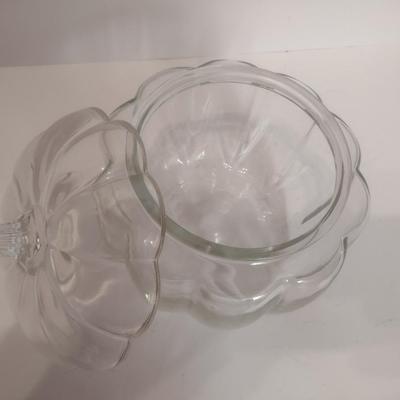 Clear Glass Lidded Pumpkin Bowl