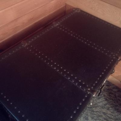 Vintage Steamer Trunk with Brass Tack Accents