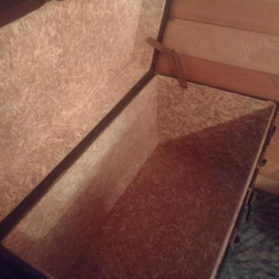 Vintage Steamer Trunk with Brass Tack Accents
