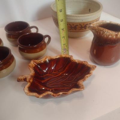 Collection of Vintage Pottery Serving Pieces Includes Hull Pottery
