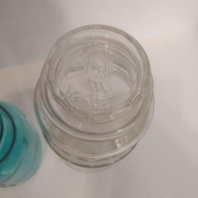 Green Mason Ball Bicentennial Jar and Mr. Peanut Jar