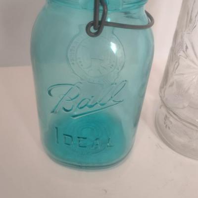 Green Mason Ball Bicentennial Jar and Mr. Peanut Jar