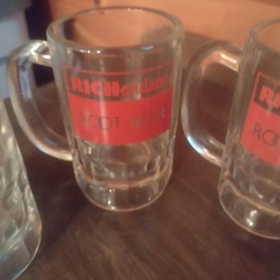 Collection of Assorted Vintage Painted and Advertising Drinking Glasses Includes Richardson Root Beer and Smurfs, Other