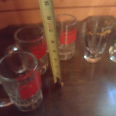 Collection of Assorted Vintage Painted and Advertising Drinking Glasses Includes Richardson Root Beer and Smurfs, Other