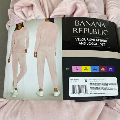 Banana Republic Pink Velour Sweatshirt and Jogger Set XL