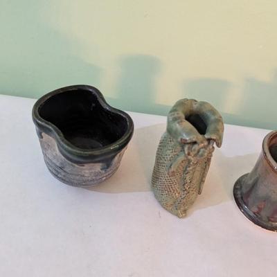 Handmade Pottery Vessels Signed (K)