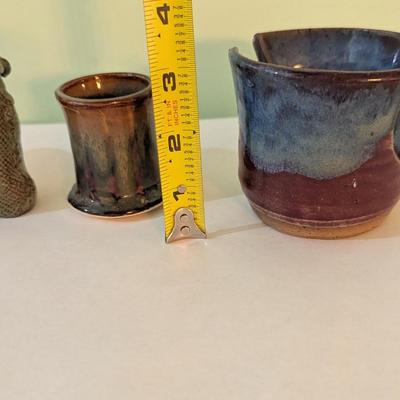 Handmade Pottery Vessels Signed (K)