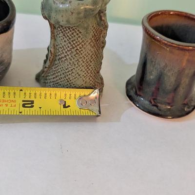Handmade Pottery Vessels Signed (K)