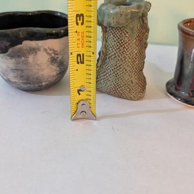 Handmade Pottery Vessels Signed (K)