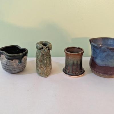 Handmade Pottery Vessels Signed (K)