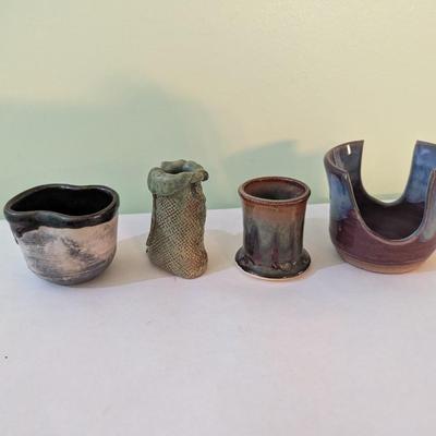 Handmade Pottery Vessels Signed (K)