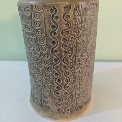 Handmade Pottery Vessel Signed (K)