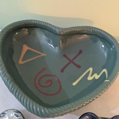 Handmade Pottery Heart Trinket Bowls (K)