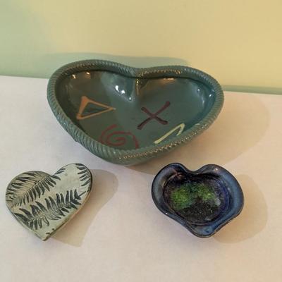 Handmade Pottery Heart Trinket Bowls (K)