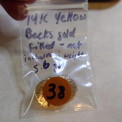 14 Karat Yellow Gold Post Earrings- Approx Total Weight 5.6 Grams (#38)