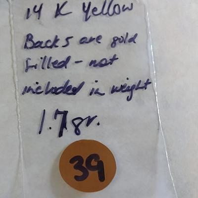 14 Karat Yellow Gold Post Earrings- Approx Total Weight 1.7 Grams (#39)