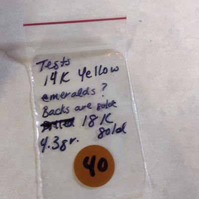 14 Karat Yellow Gold and Gemstone Post Earrings- Approx Total Weight 4.3 Grams (#40)