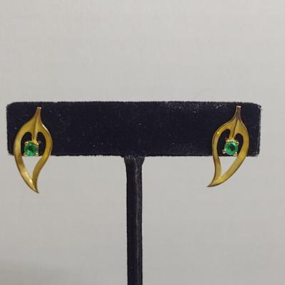 14 Karat Yellow Gold and Gemstone Post Earrings- Approx Total Weight 4.3 Grams (#40)