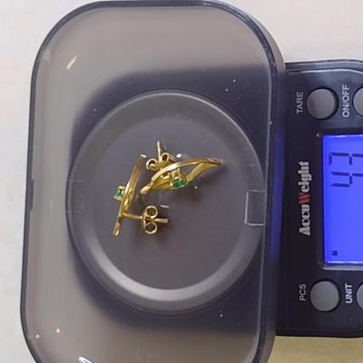 14 Karat Yellow Gold and Gemstone Post Earrings- Approx Total Weight 4.3 Grams (#40)