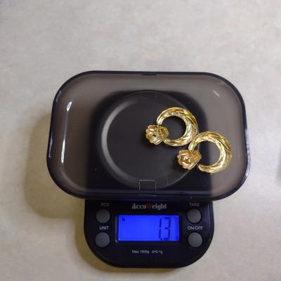 14 Karat Yellow Gold Post Earrings- Approx Total Weight 1.3 Grams (#41)