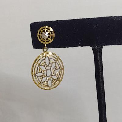 14 Karat Yellow and White Gold Post Earrings- Approx Total Weight 4.1 Grams (#43)