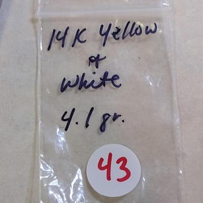 14 Karat Yellow and White Gold Post Earrings- Approx Total Weight 4.1 Grams (#43)