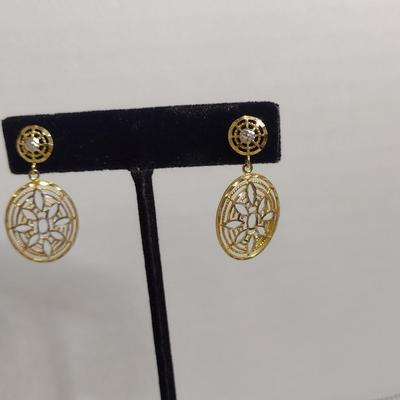 14 Karat Yellow and White Gold Post Earrings- Approx Total Weight 4.1 Grams (#43)
