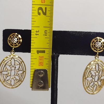 14 Karat Yellow and White Gold Post Earrings- Approx Total Weight 4.1 Grams (#43)