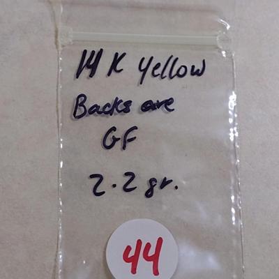 14 Karat Yellow Gold Post Earrings- Approx Total Weight 2.2 Grams (#44)