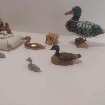 Collection of Animal Figurines Ceramic, Wood, Pewter, Brass