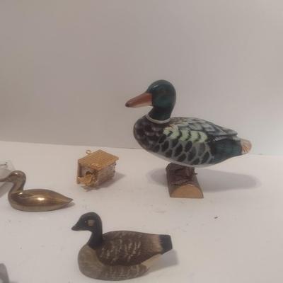 Collection of Animal Figurines Ceramic, Wood, Pewter, Brass