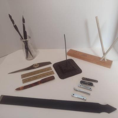 Collection of Vintage Letter Openers, Blade Sharpeners, and Pocketknives