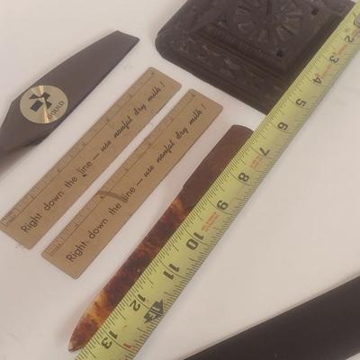 Collection of Vintage Letter Openers, Blade Sharpeners, and Pocketknives