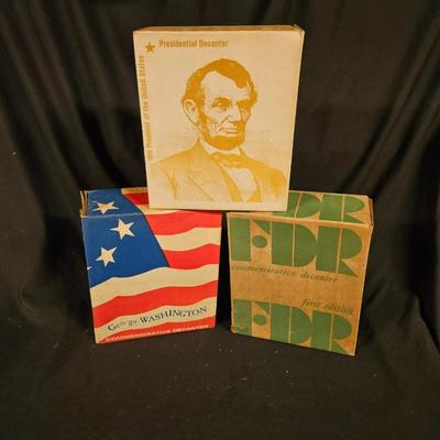 Lot of 3 "New in Box" Wheaton Presidential Bottles