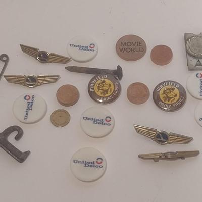 Collection of Vintage Buttons, Lapel Pins and Other