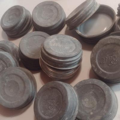 Collection of Vintage Zinc Mason Jay Lids Approximately 22 pcs.