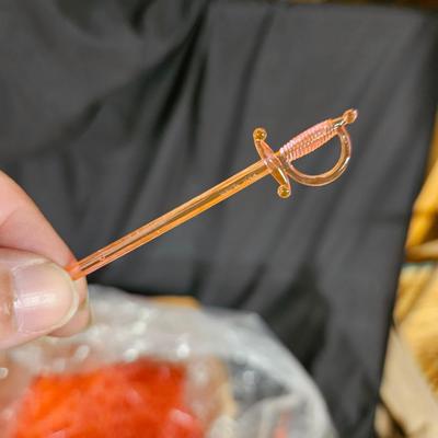 Box Lot of Vintage Pink Plastic Cocktail Swords