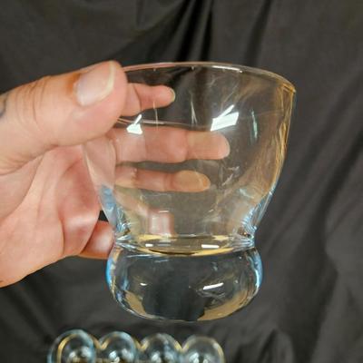 Set of 8 Mid Century Lowball Cocktail Glasses in Metal Caddy