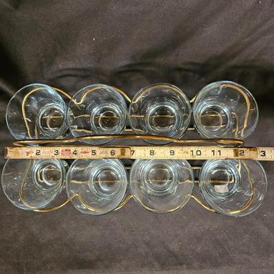 Set of 8 Mid Century Lowball Cocktail Glasses in Metal Caddy