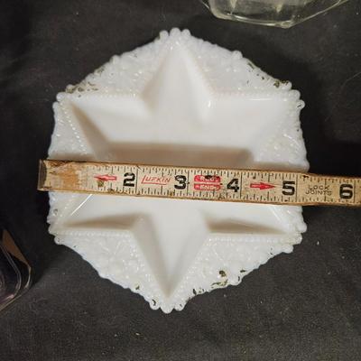 Lot of Misc. Antique Items Including Milk Glass Trinket Dish